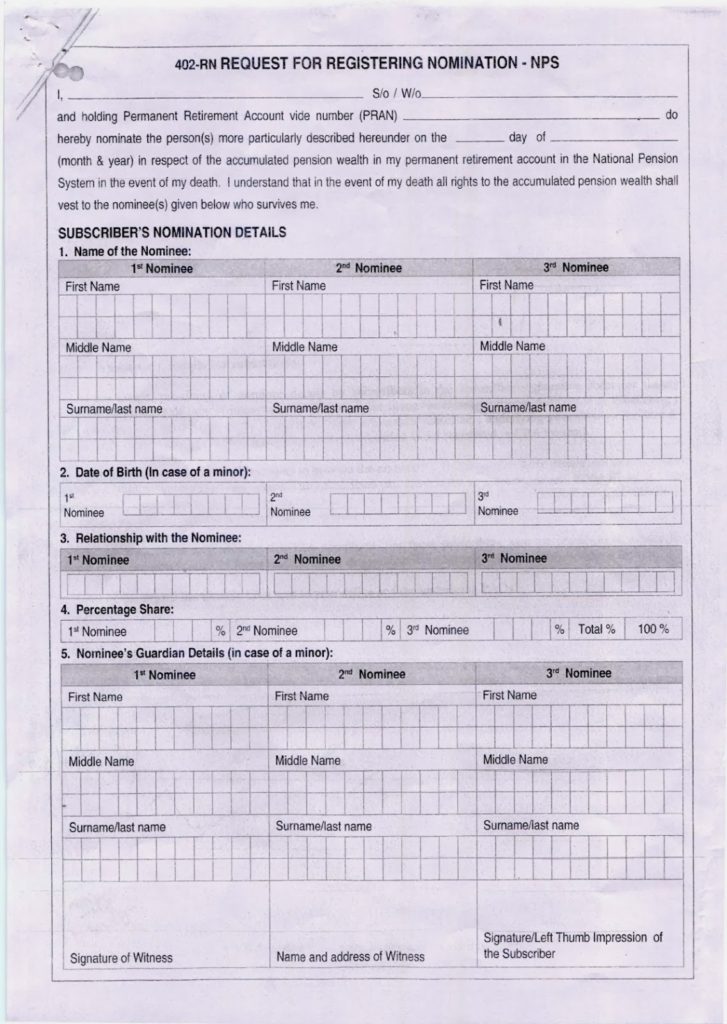 Nomination details for NPS subscribers