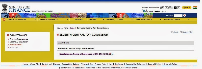 New website for 7th CPC – Finance Ministry