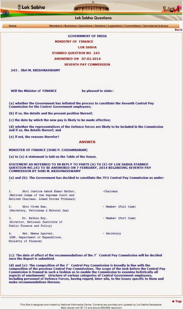 The date of effect of the recommendations of the 7th CPC will be decided once the Report is submitted: FinMin The date of effect of the recommendations of the 7th CPC will be decided once the Report is submitted: FinMin