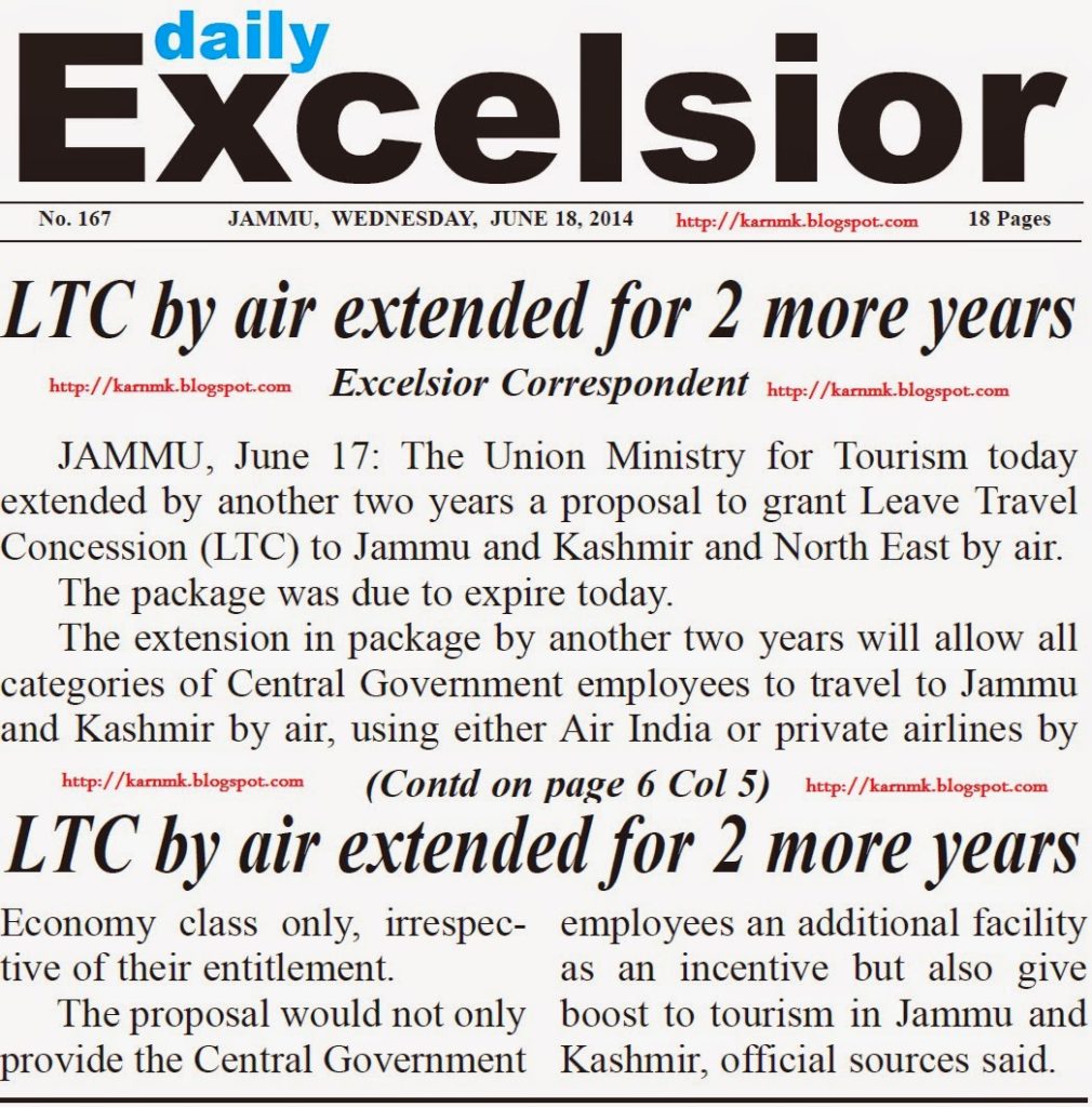 LTC by air extended for 2 more years: Daily Excelsior News