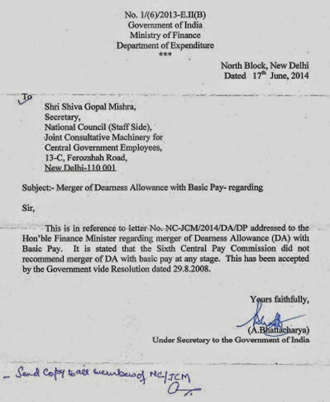 6th CPC did not recommend merger of DA: Finance Ministry’s reply to NC, JCM (Staff Side) 6th CPC did not recommend merger of DA: Finance Ministry’s reply to NC, JCM (Staff Side)