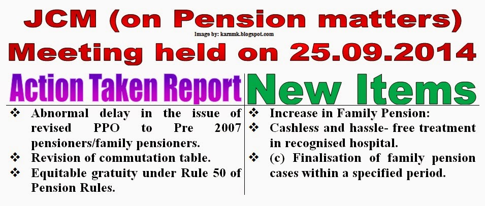 Minutes of the meeting with JCM (on Pension matters) and the Secretary (Pension) held on 25.09.2014