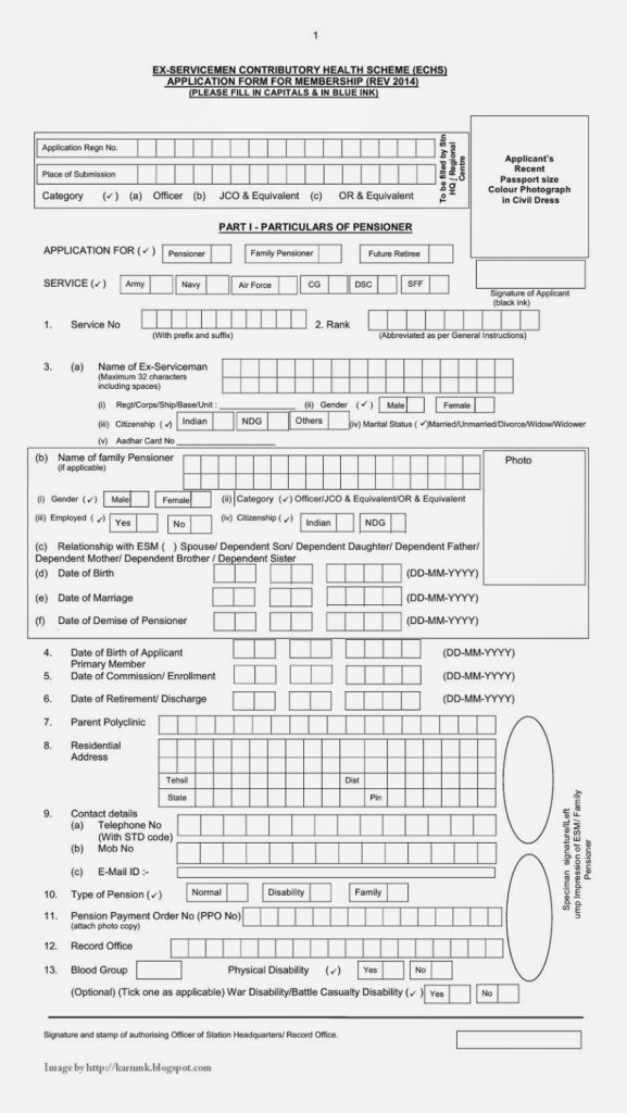 ECHS Application Form for membership – Revised 2014