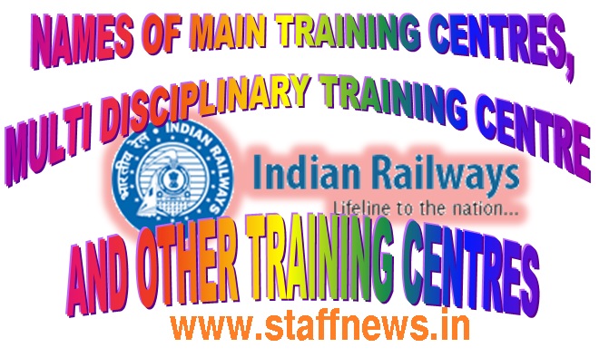 List of Railways Main, Multi Disciplinary and Other Training Centre