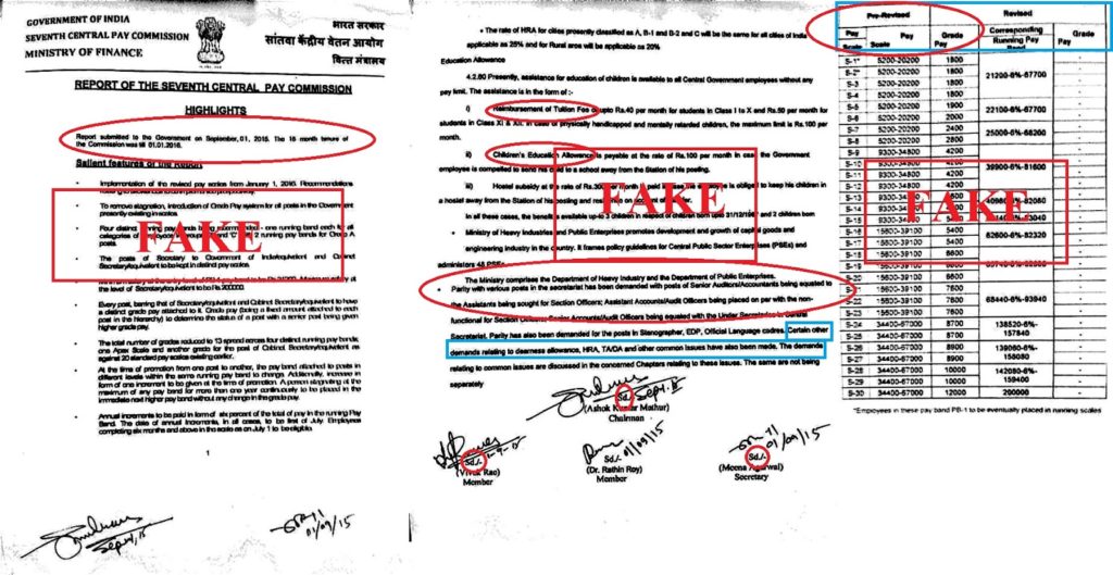 Fake 7th CPC Report and Pay Scale in Social Media: See how it is fake?