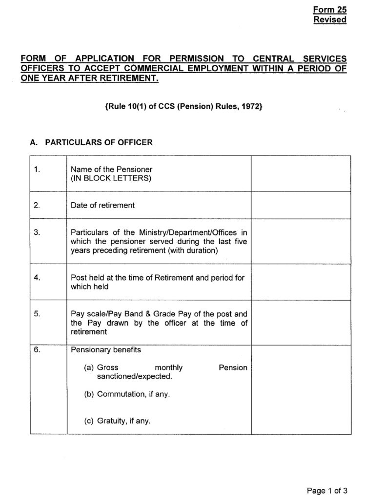 Commercial employment after retirement- Revision of Form 25