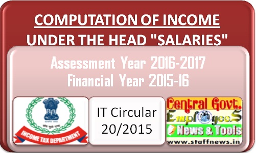 Computation of Income Under the Head Salaries: IT Circular 20/2015