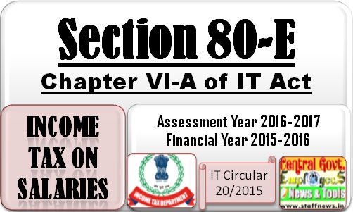 Section 80E – Deduction i.r.o. Interest on Higher Education Loan: IT Circular 20/2015