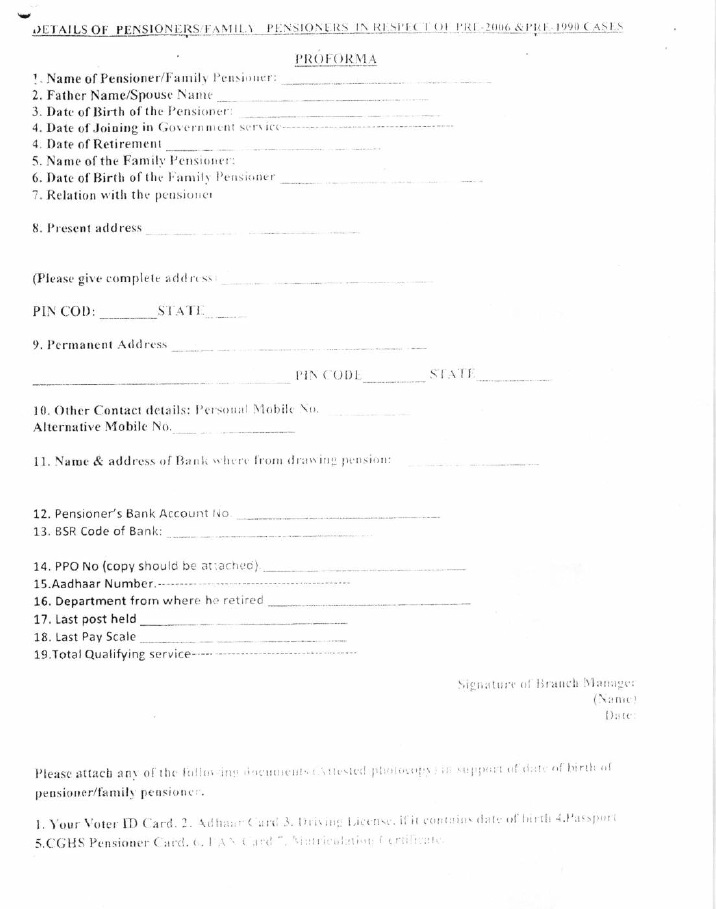 Pending revision of pre-2006 pension cases where details of pensioners are not available: CPAO’s Instructions