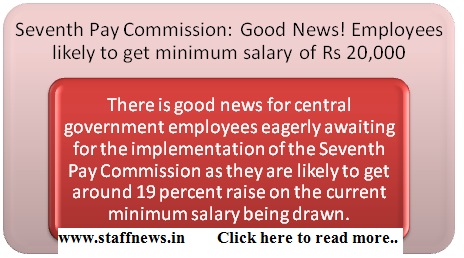 Seventh Pay Commission: Employees likely to get minimum salary of Rs 20,000 Seventh Pay Commission: Employees likely to get minimum salary of Rs 20,000