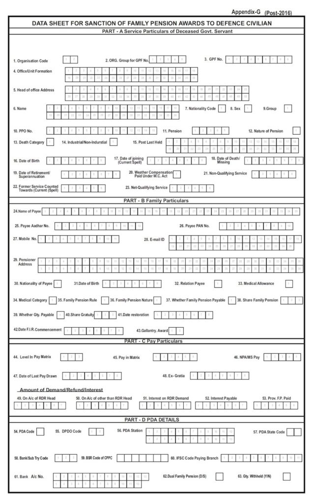 7th CPC Post 2016 Defence Civilian – Revision of Pension/Family Pension/Disability Pension/ex-gratia: PCDA Circular No. C-157