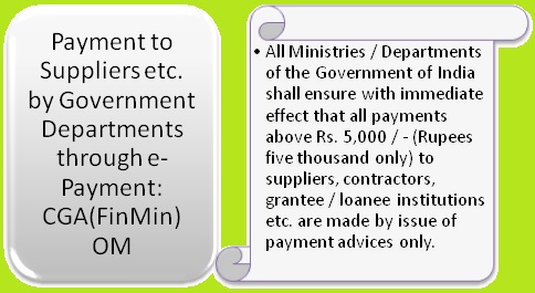 Payment to Suppliers etc. by Government Departments through e-Payment: CGA(FinMin) OM