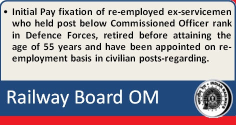 Pay fixation of re-employed ex-servicemen: Railway Board OM