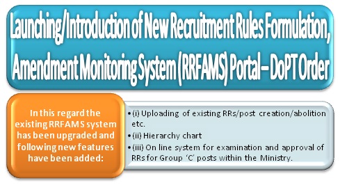 New Recruitment Rules Formulation, Amendment Monitoring System (RRFAMS) Portal