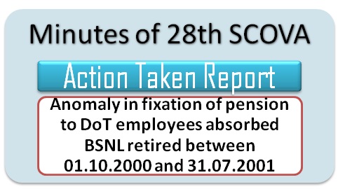 Anomaly in fixation of pension to DoT employees absorbed BSNL retired between 01.10.2000 and 31.07.2001: ATR 28th SCOVA