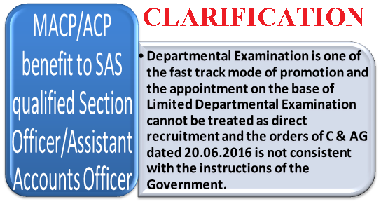 MACP/ACP benefit to SAS qualified Section Officer/Assistant Accounts Officer: Important Clarification of DoPT shared by CGDA