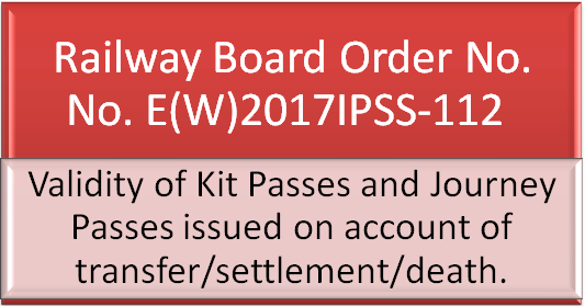 Validity of Kit Passes and Journey Passes, issued on account of transfer/settlement/death: Railway Board