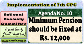 7th CPC Minimum Pension should be fixed at Rs. 12,000: Agenda Item for NAC Meeting by JCM