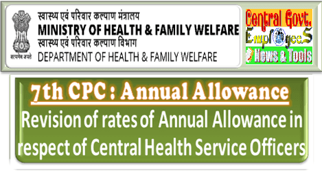 7th CPC Annual Allowance in respect of Central Health Service Officers