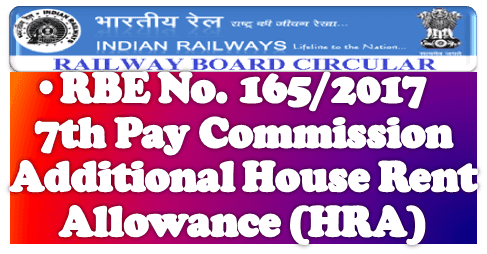7th CPC Additional House Rent Allowance (HRA) for Railway Employees serving in the states NE Region, A&N Lakshwdeep Island & Ladakh