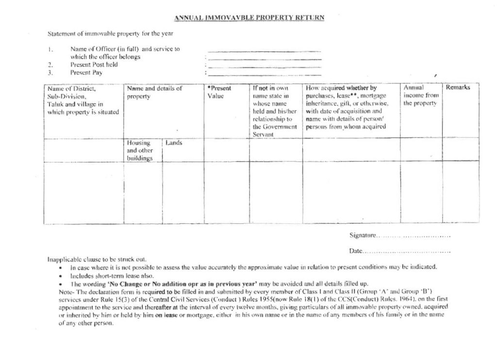 Submission of Immovable Property Return (lPR) for the year 2017 [as on 31.12.2017) by the Gr. ‘B’/ Gr. ‘C’ officials