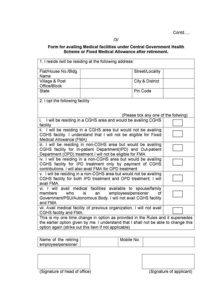 Revised form for availing Fixed Medical Allowance to CG Civil Pensioners not covered under CGHS area: PCDA Circular No. C-184