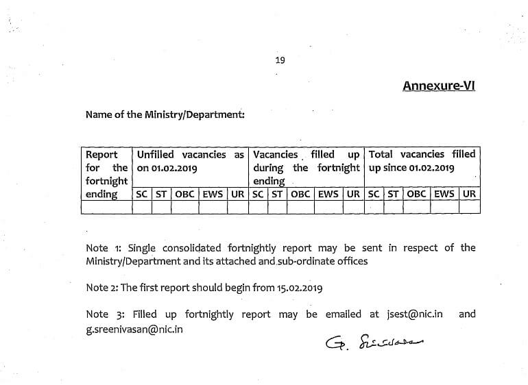 Reservation for Economically Weaker Sections (EWSs) in direct recruitment in civil posts and services in the Government of India