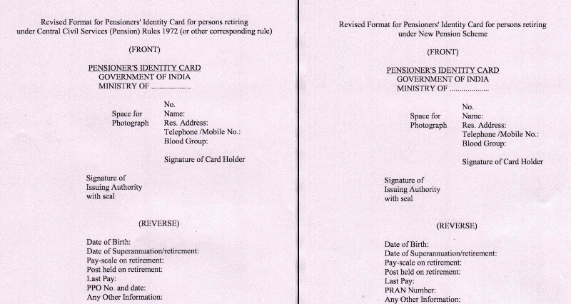 Pensioners Identity Card: Revised Format issued by DoP&PW OM dated 19.02.2018