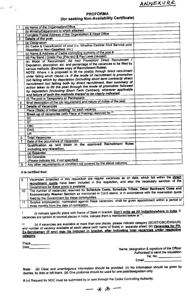Reporting of vacancies to Surplus Cell of DoP&T under CCS(Redeployment of Surplus Staff) Rules, 1990