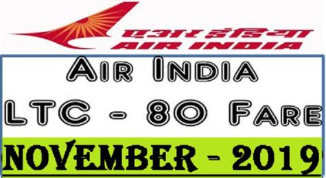 Air India LTC 80 fare for November 2019