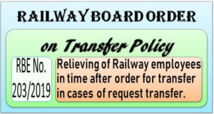 railway-board-order-rbe-203-2019-on-transfer-policy
