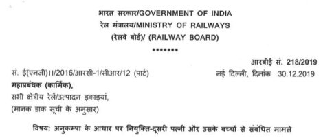 Railway Board Appointment on Compassionate Grounds