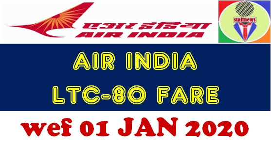 Air India LTC 80 fare w.e.f. 01st January, 2020
