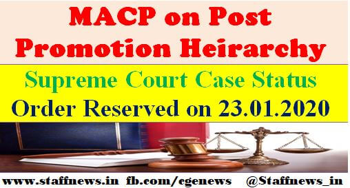 MACP on Promotional Hierarchy – Supreme Court Case Status – Heard & Reserved-Ord dt: 23-01-2020