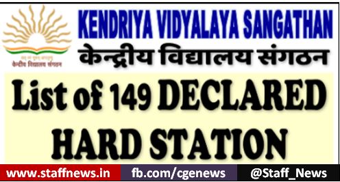 KVS – List of 149 Kendriya Vidyalaya declared as Hard Stations