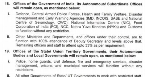 Deputy Secretary & above Level 100% and 33% remaining officers to attend Offices in Lockdown-2: See Revised MHA Guidelines dated 15.04.2020