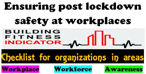 Ensuring post lockdown safety at workplaces: Checklist for organizations in 1 Workplace, 2. Workforce & 3. Awareness areas