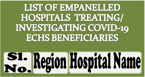 List of empanelled hospitals treating/investigation COVID-19 ECHS Beneficiaries