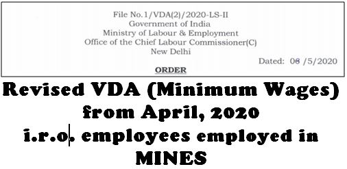 Revised VDA (Minimum Wages) from April 2020 i.r.o. Mines employees
