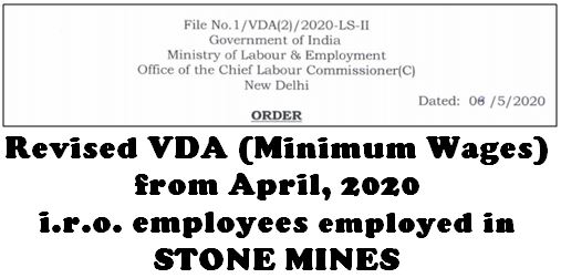 Revised VDA (Minimum Wages) from April 2020 i.r.o. Stone Mines Employees