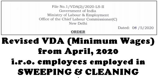 Revised VDA (Minimum Wages) from April 2020 i.r.o.  Sweeping and Cleaning Employees