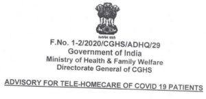 tele-homecare of COVID-19 patients : Detailed Guidelines by CGHS 1 addvisory-tele-homecare-covid-19-patient