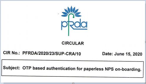 OTP based authentication for paperless NPS on-boarding for opening of online NPS Account