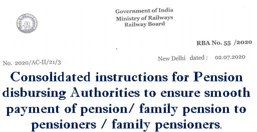Consolidated instructions for Pension disbursing Authorities to ensure smooth payment of pension: Railway Board Order