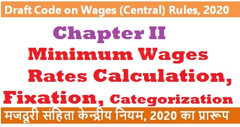 Minimum Wages Rates Calculation Fixation Categorization – Chapter II Draft Code on Wages (Central) Rules 2020 : Notification