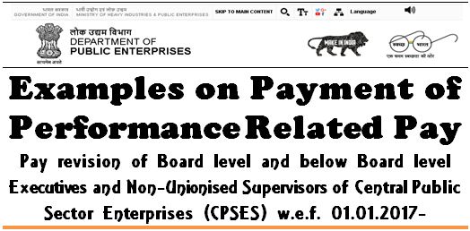 Performance Related Pay – Examples according Pay Revision in CPSE w.e.f. 01.01.2017