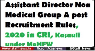 assistant-director-non-medical-group-a-post-recruitment-rules-2020-in-cri-kasauli-under-mohfw