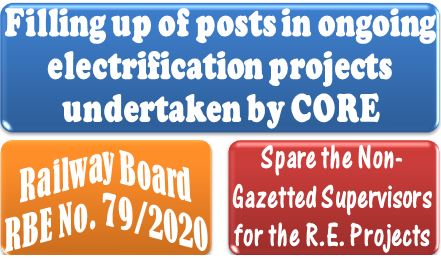 Filling up of posts in ongoing electrification projects undertaken by CORE: Railway Board RBE No. 79/2020