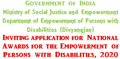 Nomination for National Awards for the Empowerment of Persons with Disabilities, 2020