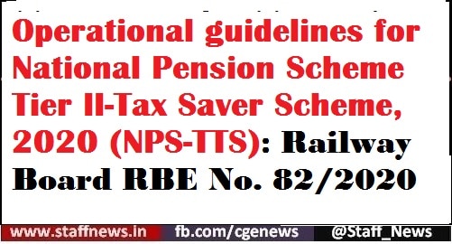 Operational guidelines for National Pension Scheme Tier II-Tax Saver Scheme, 2020 (NPS-TTS): Railway Board RBE No. 82/2020